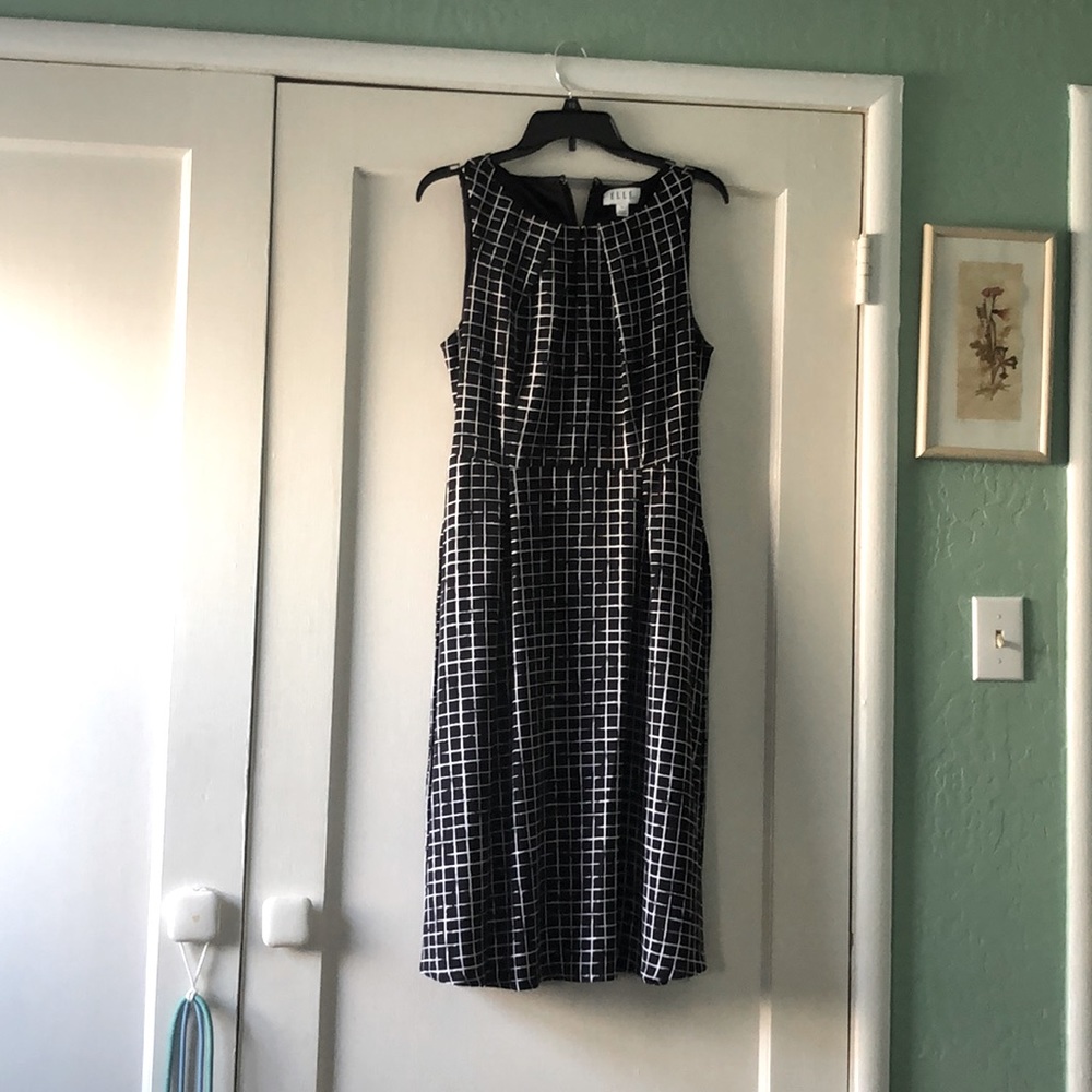 ELLE Black & White Windowpane Dress